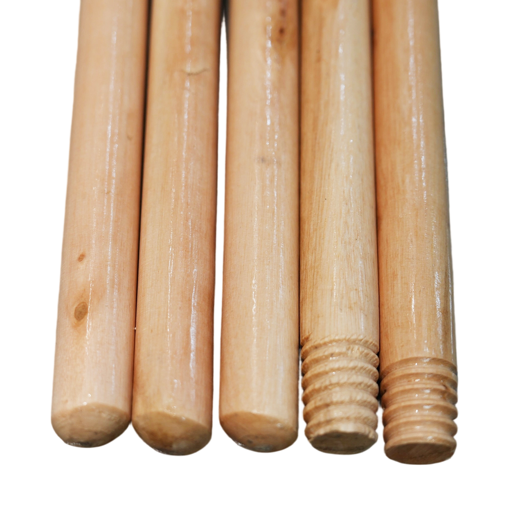 120cm Varnished Wooden Broom Stick with Thread and Dome End Eco-Friendly Material