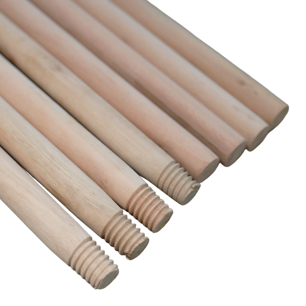 Custom Threaded Eucalyptus Broom Handle - Premium Natural Wood Pole with Screw Tip OEM Wholesale Available