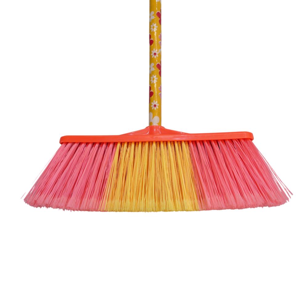  Hard Bristled Thickened Five Row Inclined Plastic Broom with Pvc Wooden Handle for Home Cleaning