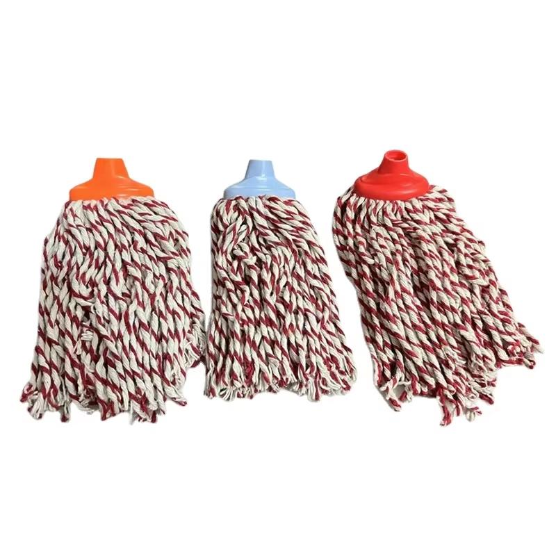 Red and White Cotton Yarn Mop Head Replacements Round - Headed Old - Fashioned Durable for Home