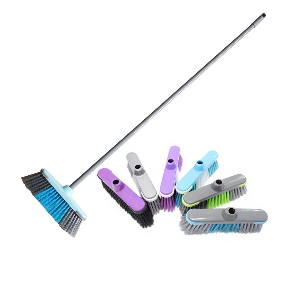 Two-Tone Broom Head & Bristle Iron Rod Plastic Broom, US & Italian Thread